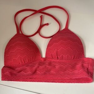 Aerie perky triangle swim top coral pink size XS halter tie